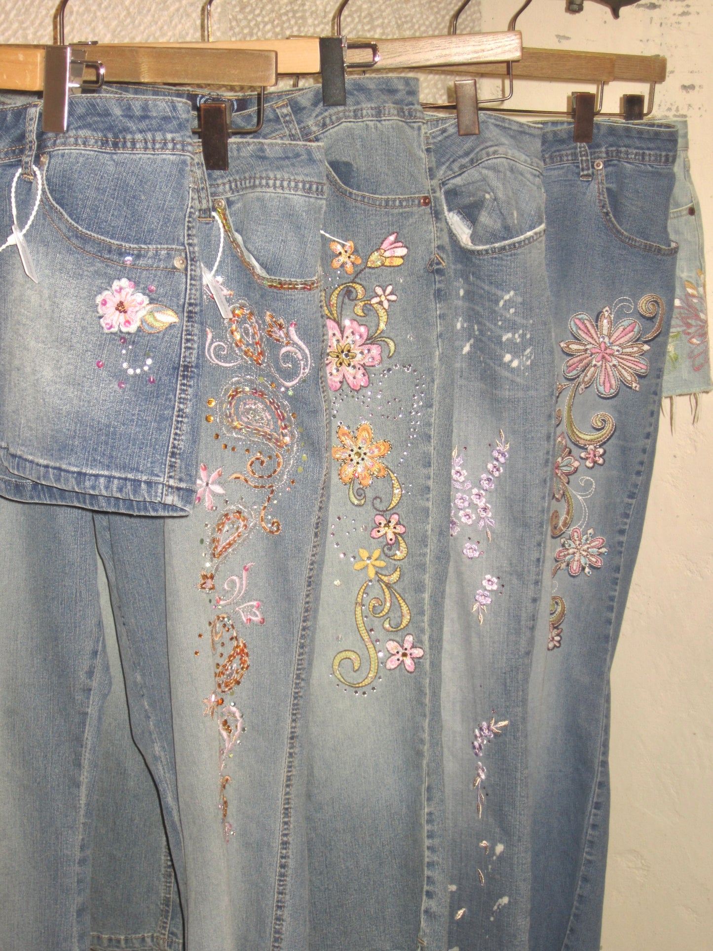 00s flower embroidered denim