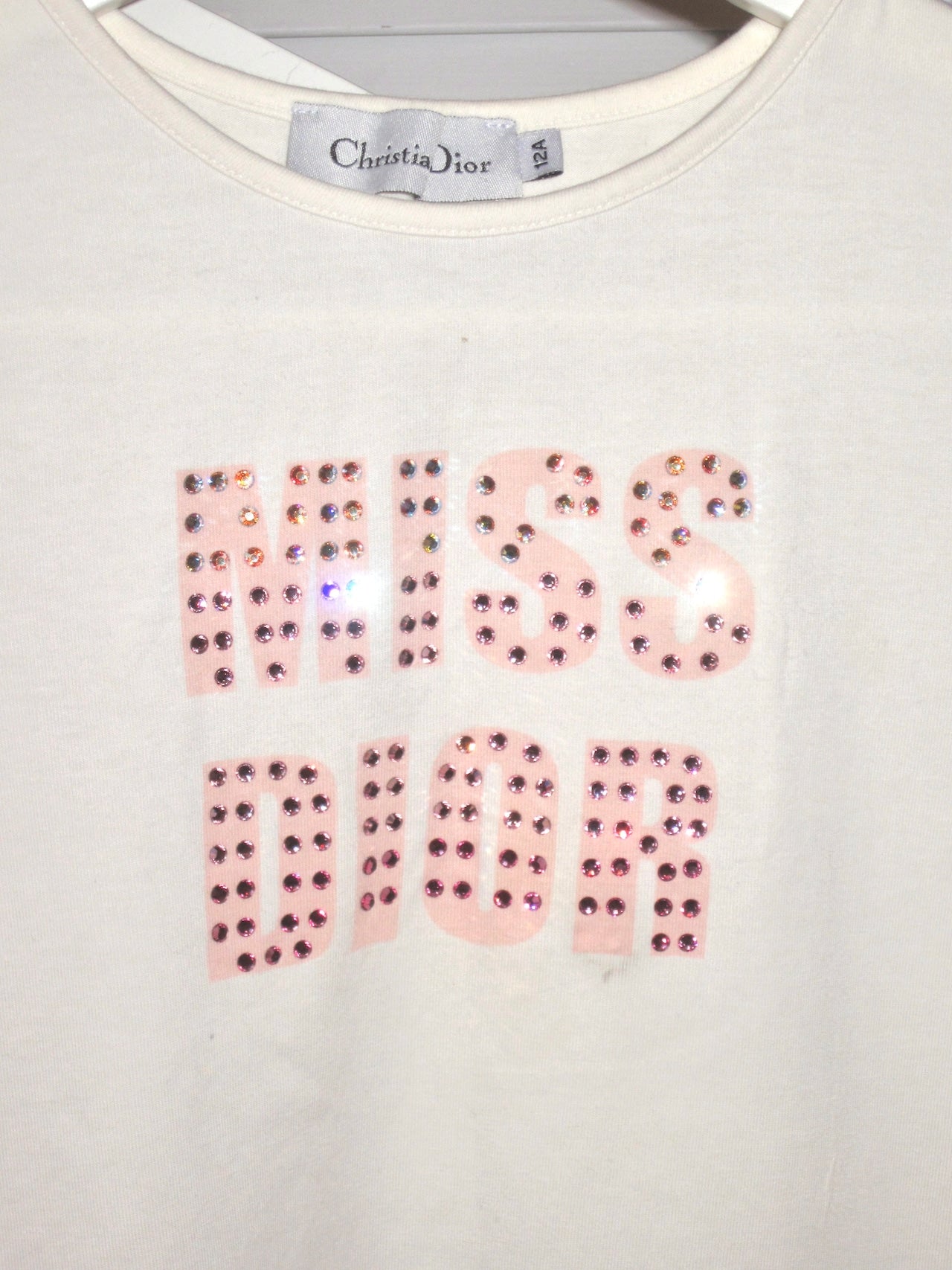 Vintage miss Dior baby pink rhinestone baby tee