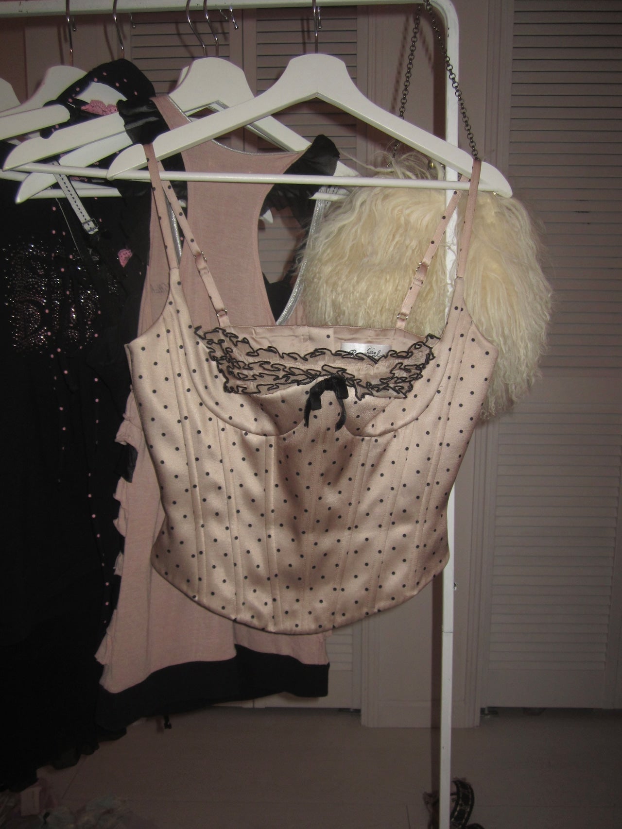 Romantic champagne pink polka dot corset