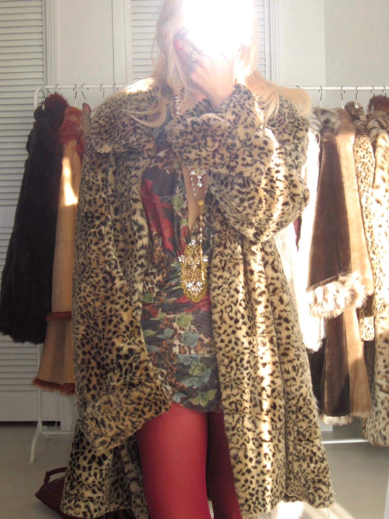 Velvet grow vintage faux fur coat