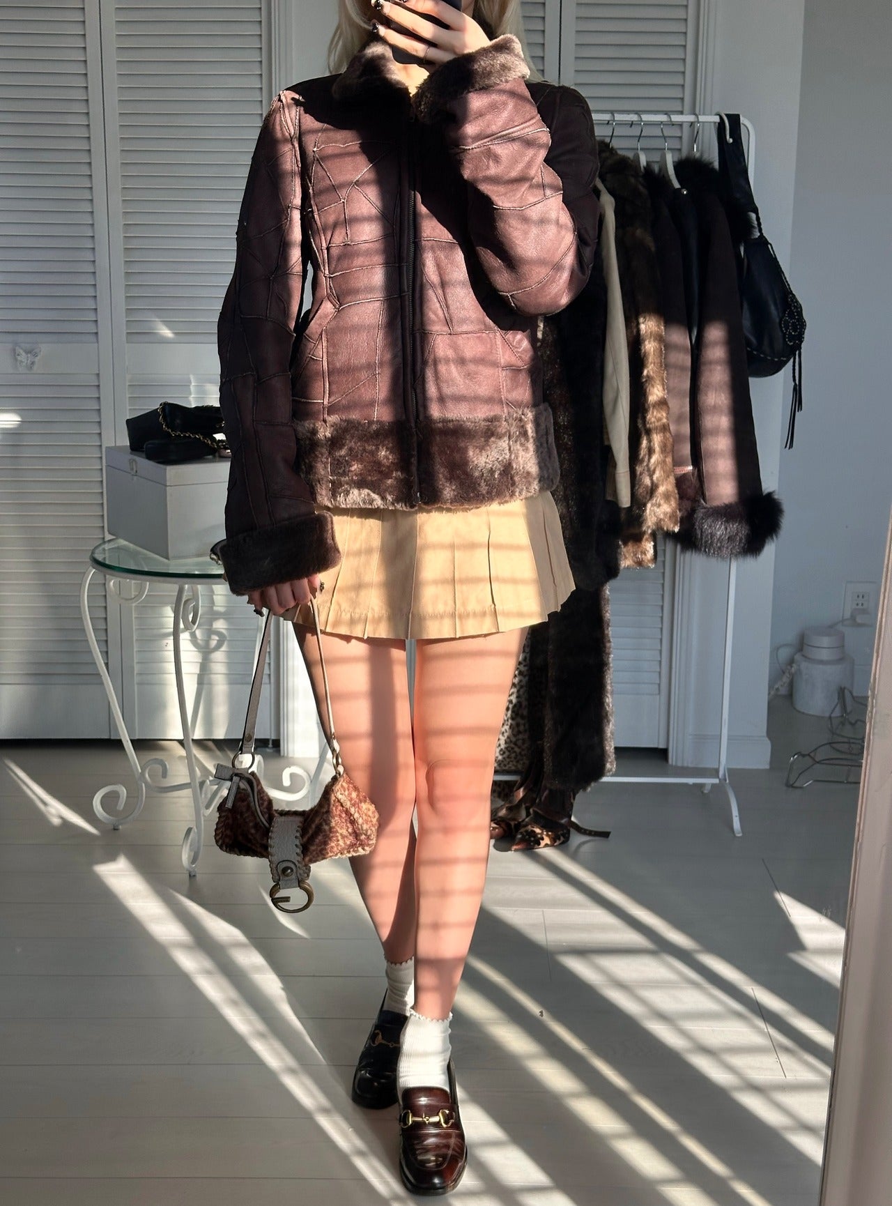Brown boa mouton jacket
