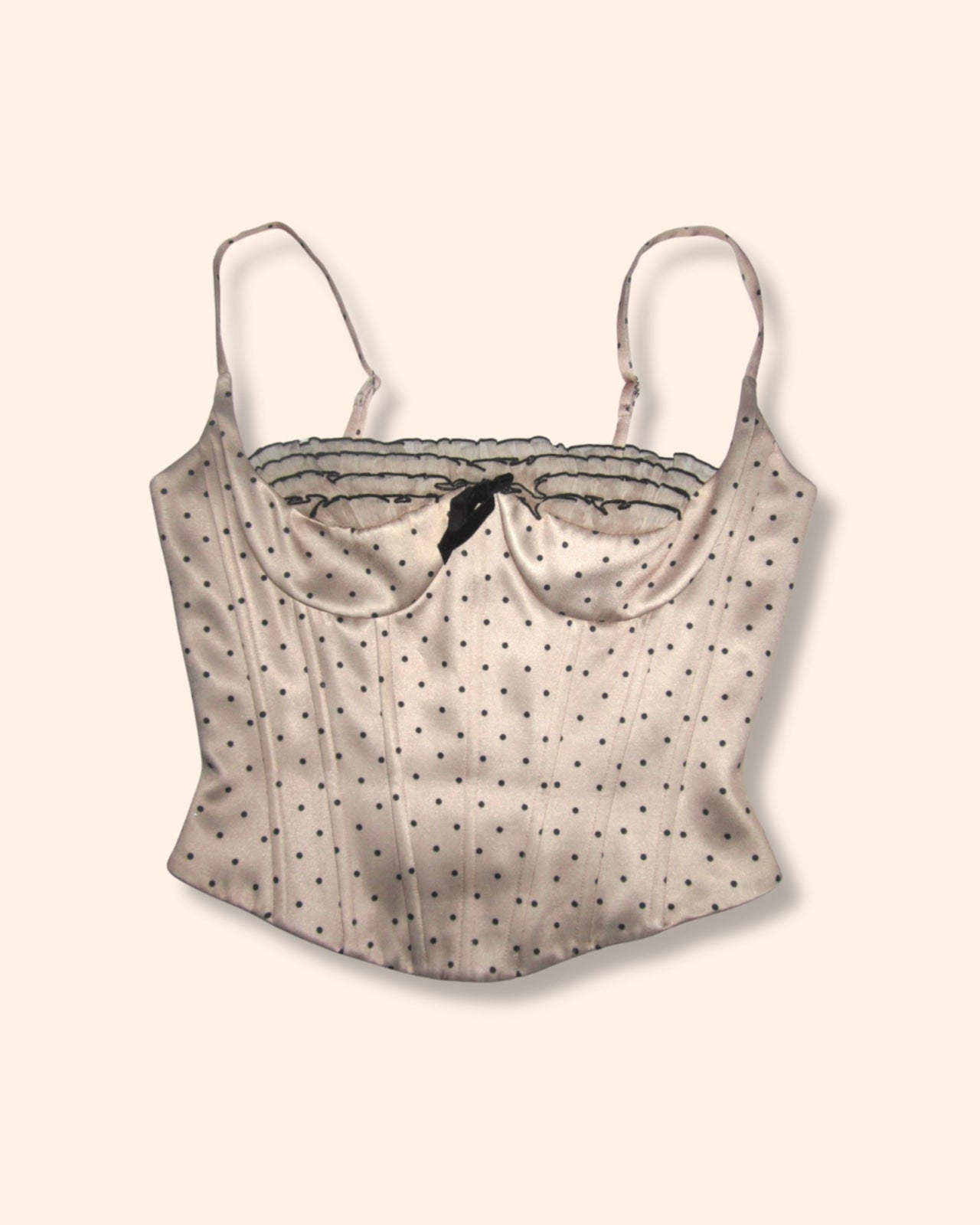 Romantic champagne pink polka dot corset