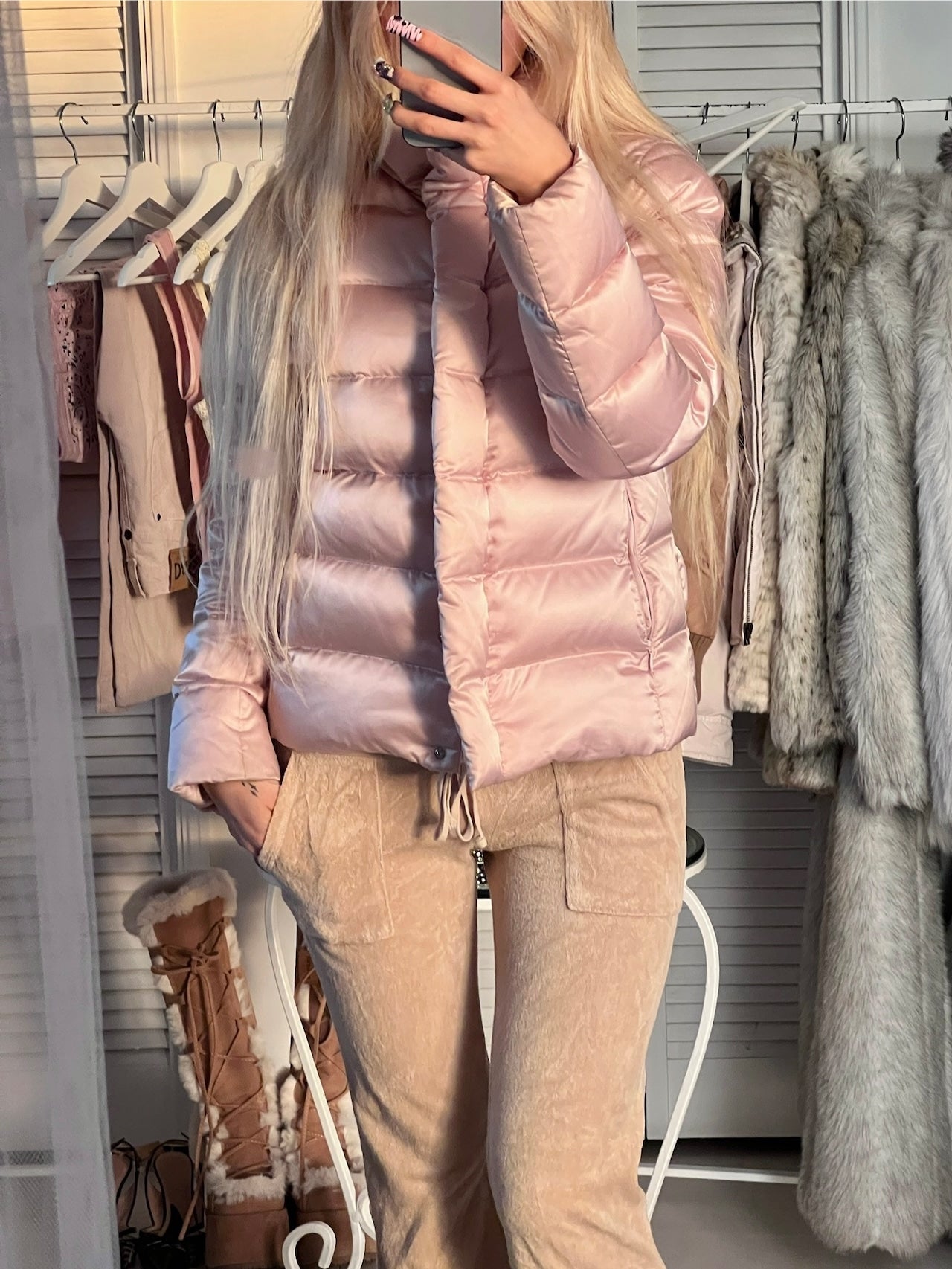 Burberry pink puffer jacket