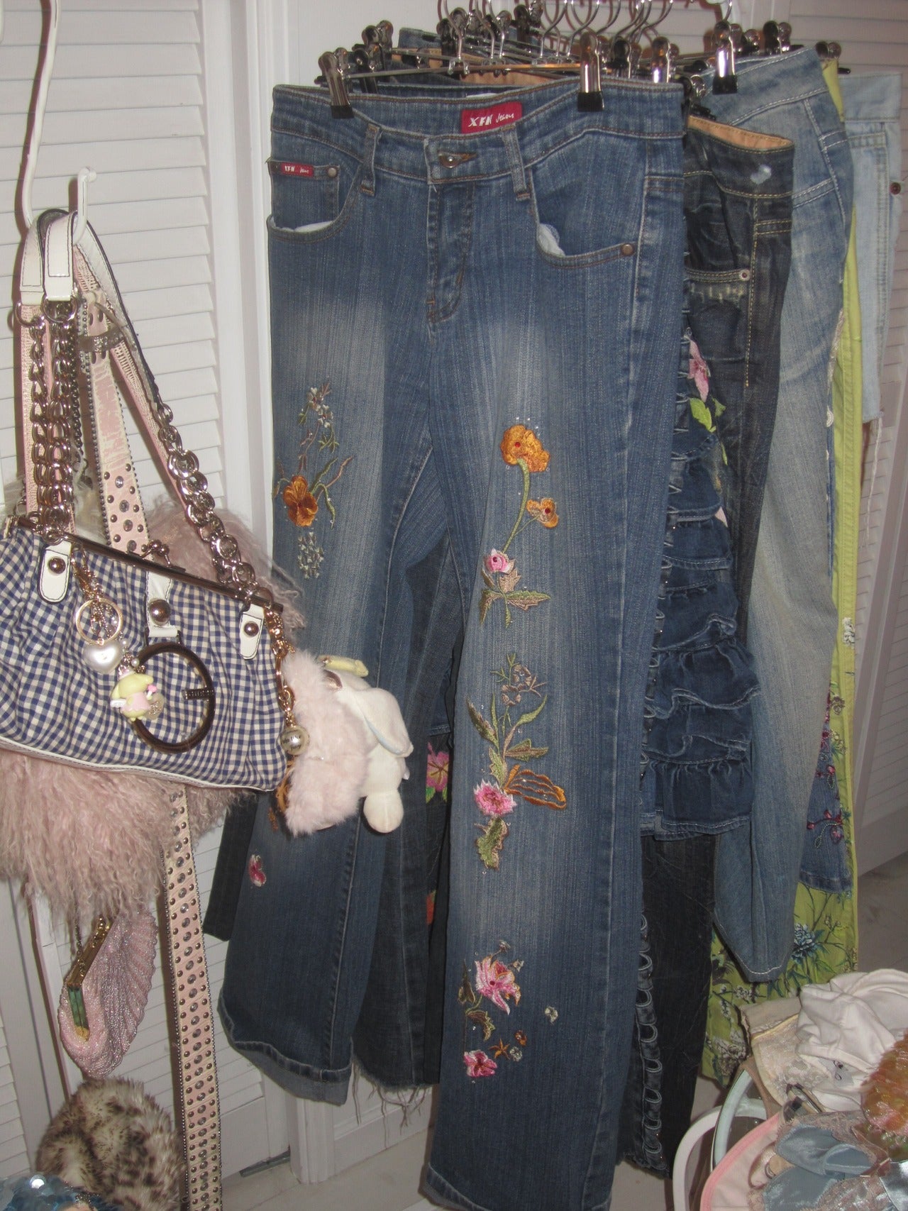 Y2K flower embroidered denim