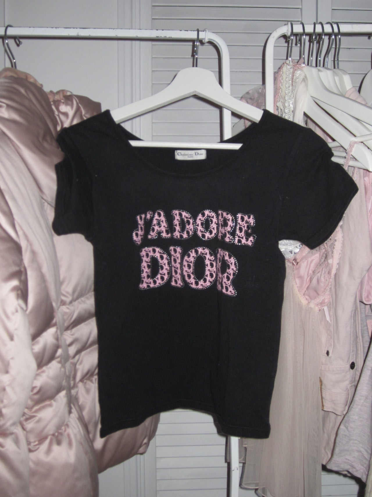 Vintage Dior pink rhinestone tee
