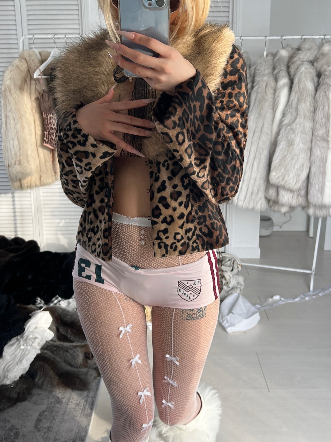 Faux fur femme fatale leopard jacket