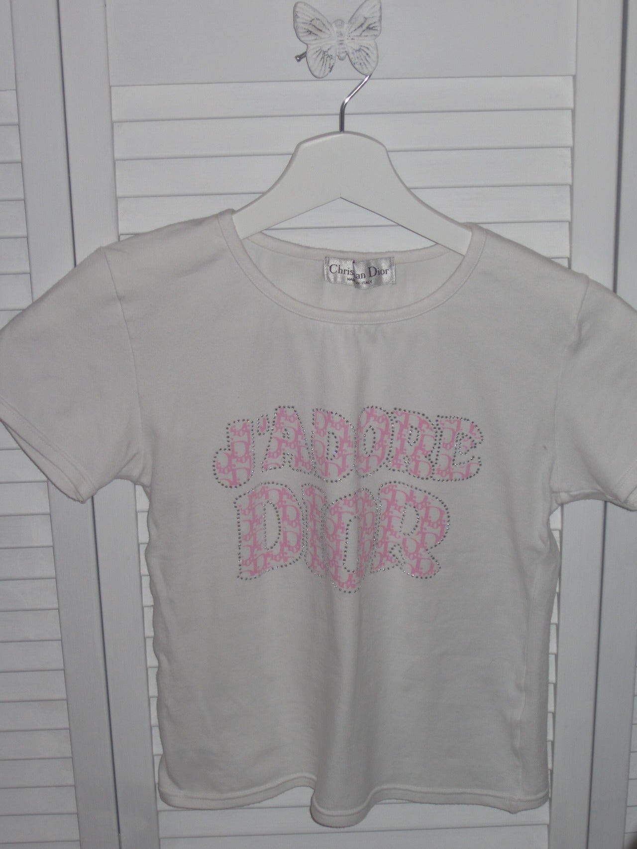 Vintage dior baby tee pink rhinestone