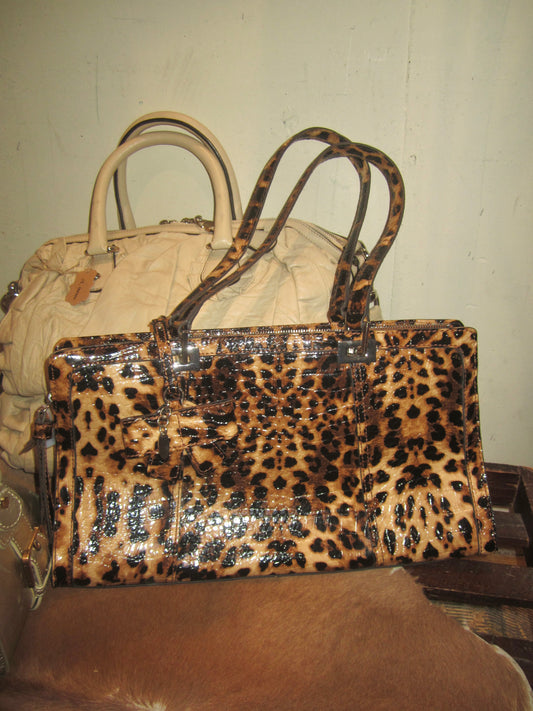 Vintage guess leopard leather bag