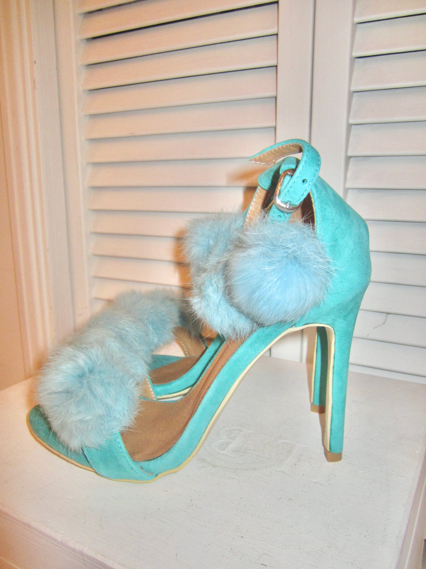 Aqua Fur Sandals