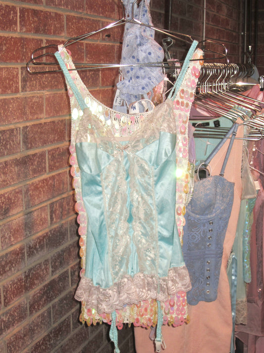 00s US Baby blue lace slip