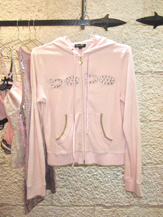 00s bebe powder pink zip up hoodie