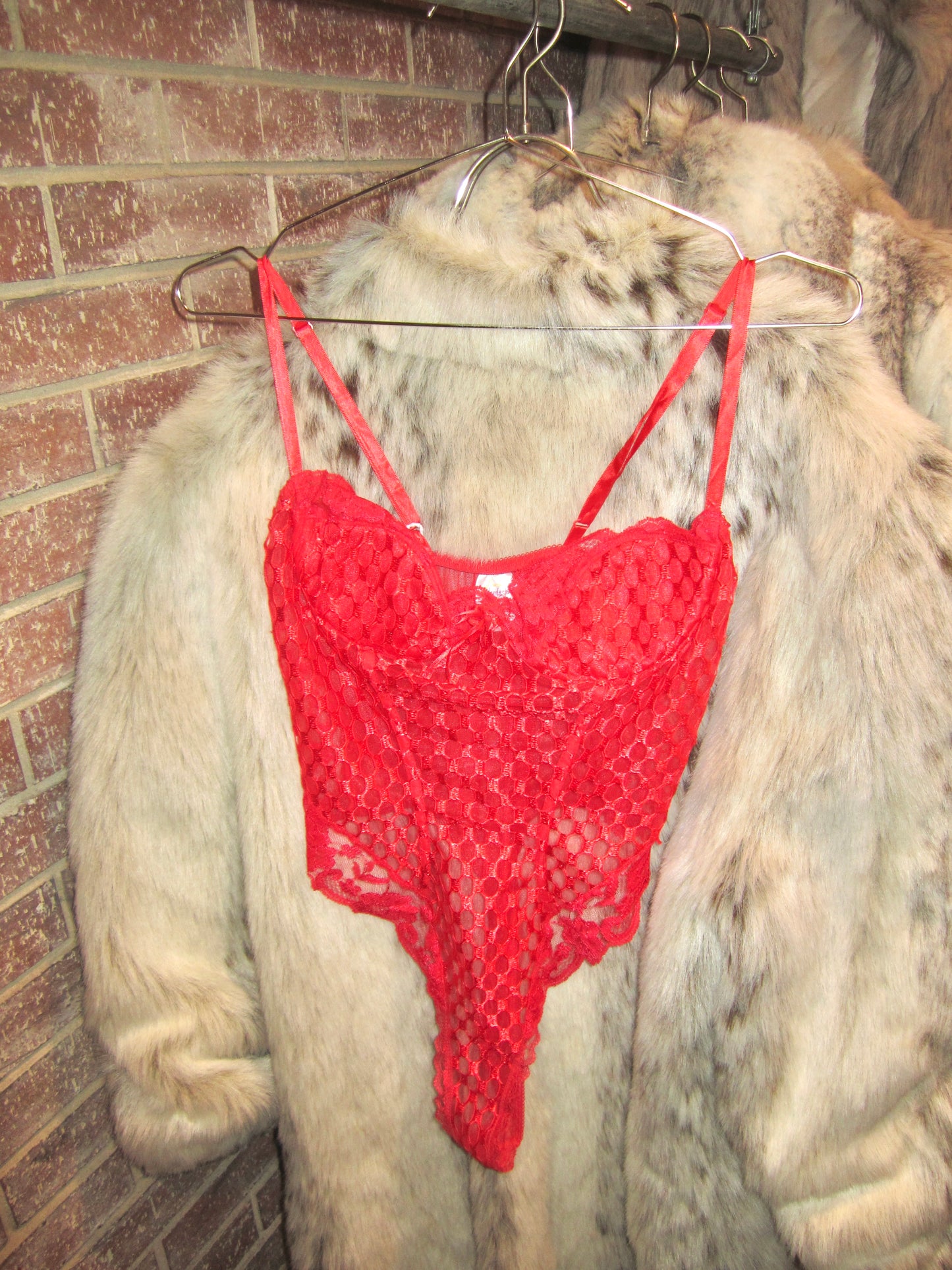 Frederick's of Hollywood Red Scale Lace teddy