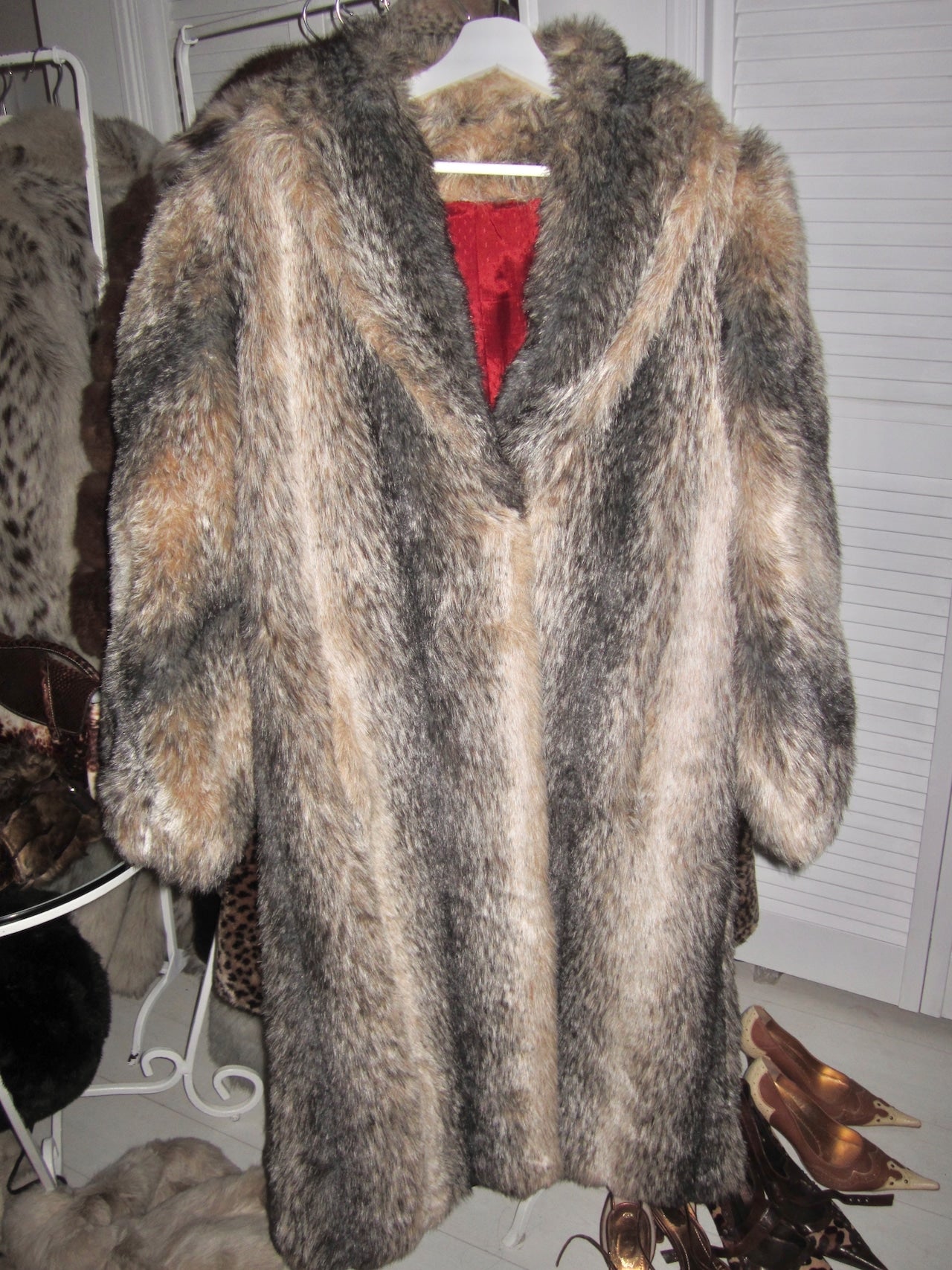 Silver fox majesty long faux fur coat