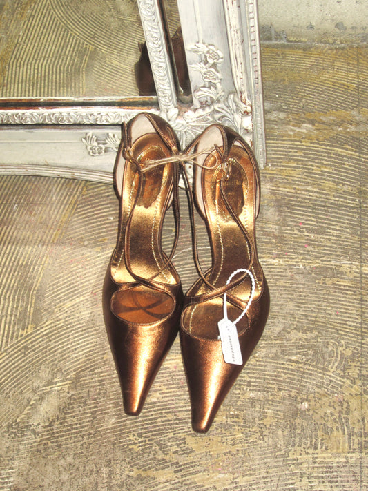 Rene Caovilla Italian bronze strap heel