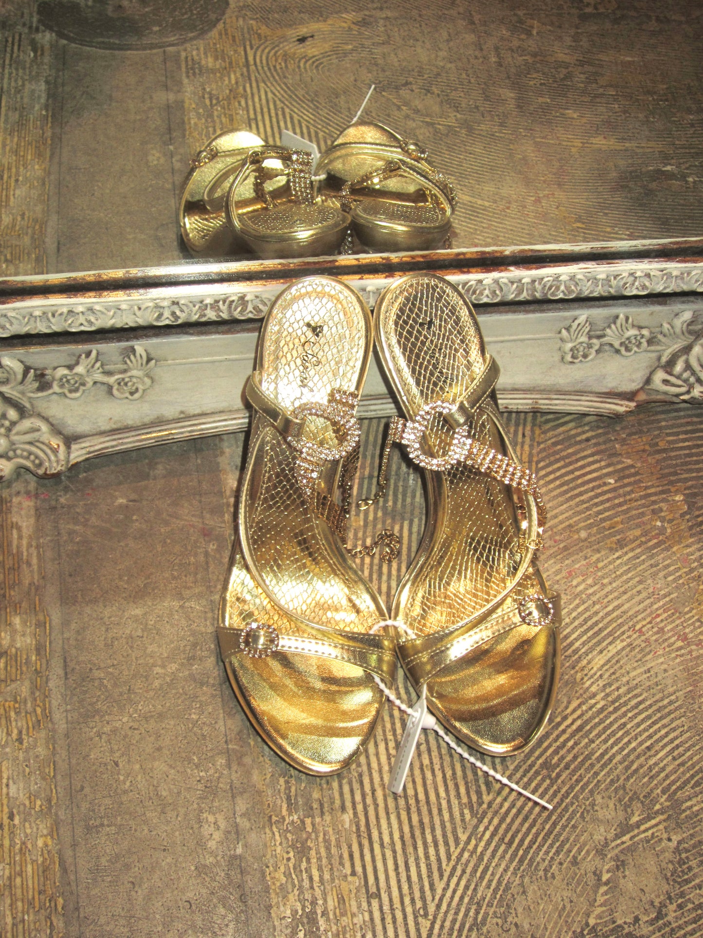 00s gold strapped heel