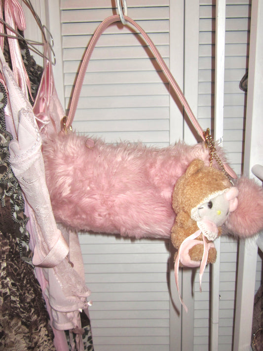 pink fur handbag