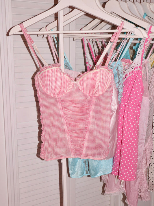 Chantal Thomass pink gingham bustier