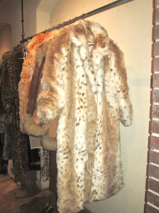 Light brown leopard faux fur coat