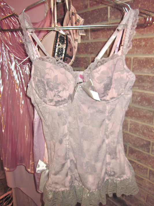 00s VS classy dusty blue corset top