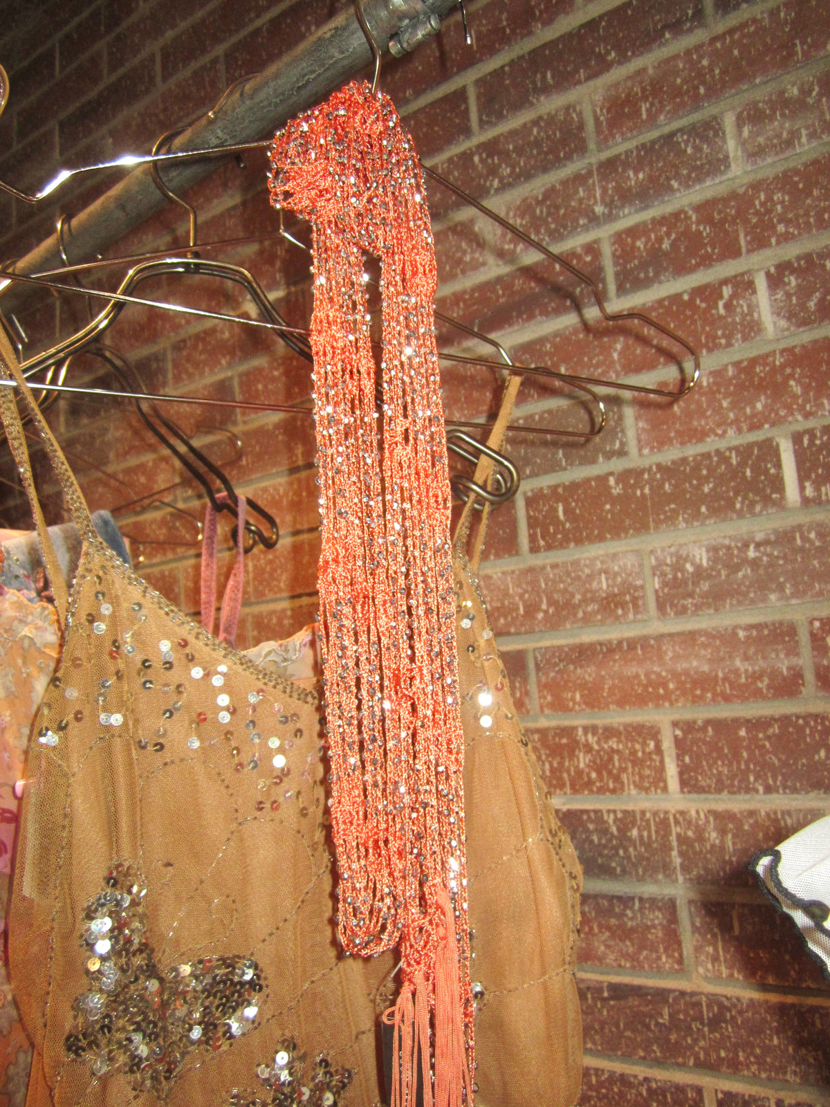 Coral Beaded Scarf