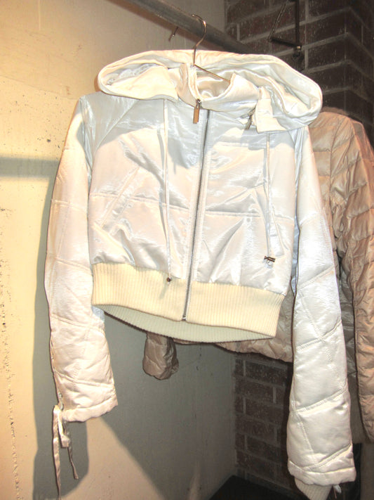 Y2K Bebe cropped white puffer jacket