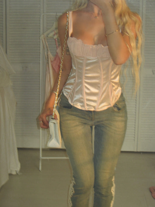 Silky spring vintage bustier corset