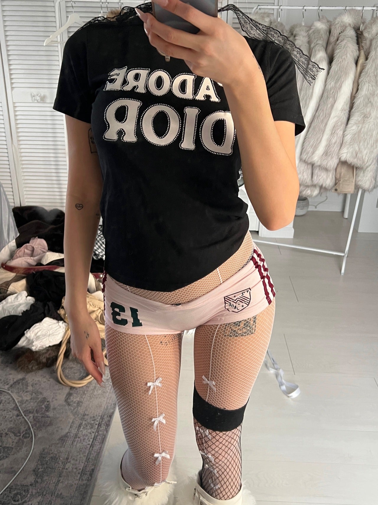 Vintage Dior white rhinestone tee