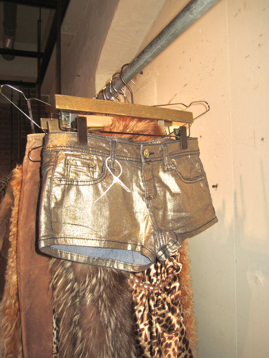 00s US metallic low rise shorts