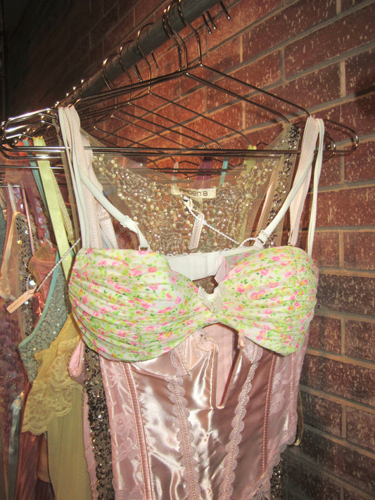 00s VS floral rhinestone bra