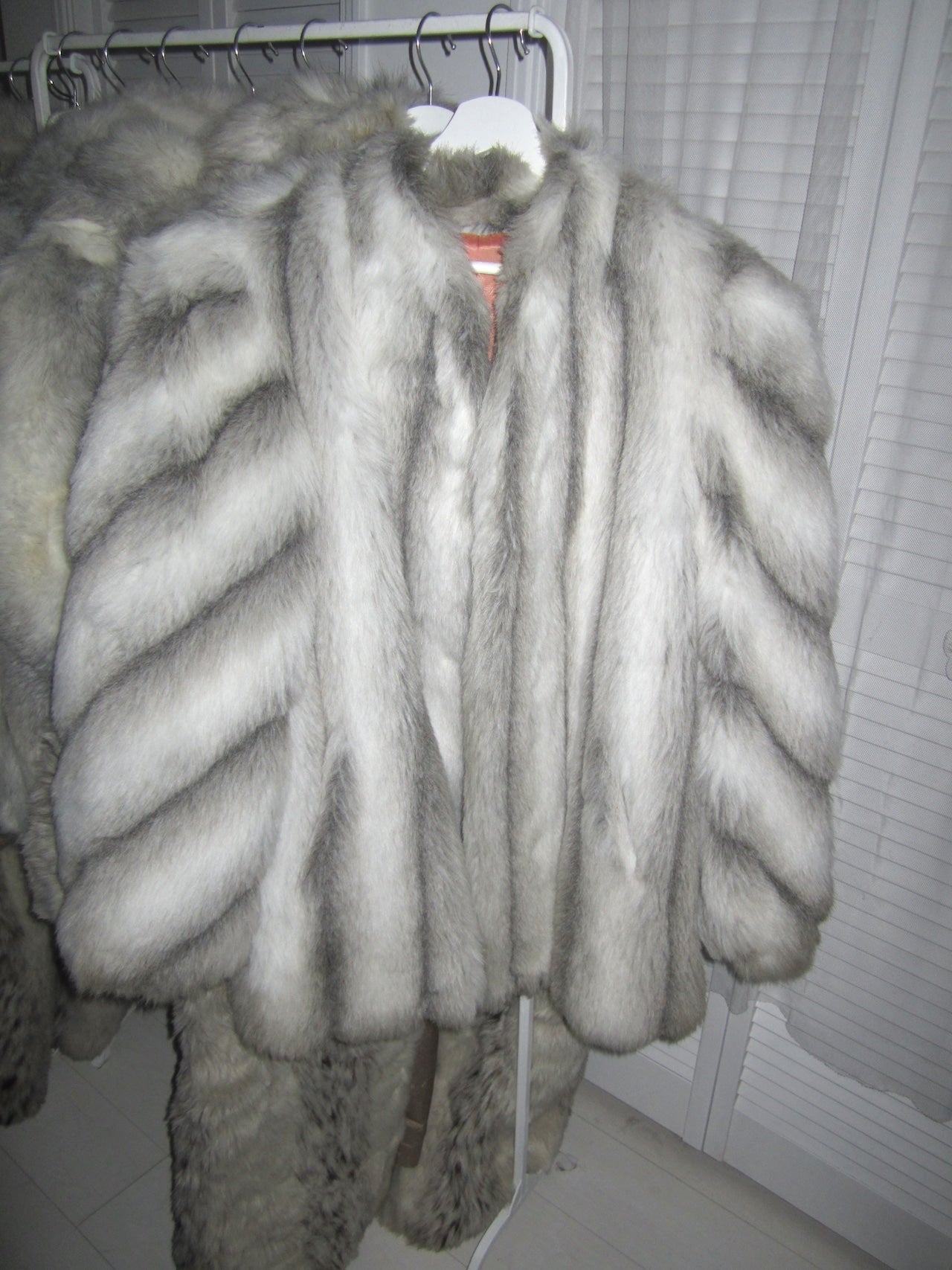 Crystal glimmer faux fur coat