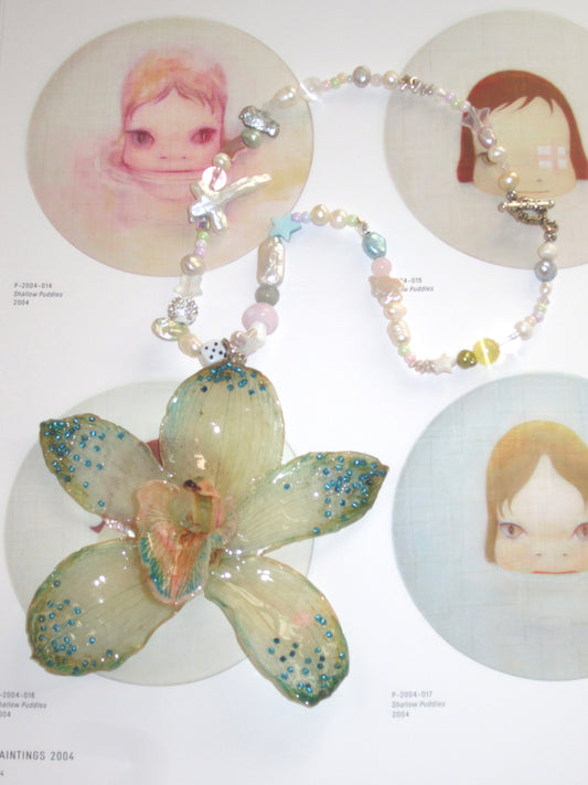 “Candy glazed” real flower necklace