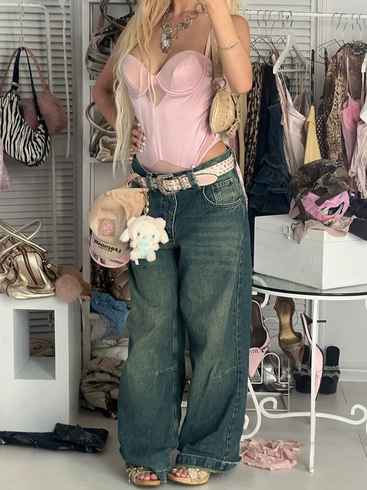 00s FREDERICK’S OF HOLLYWOOD metal pink corse