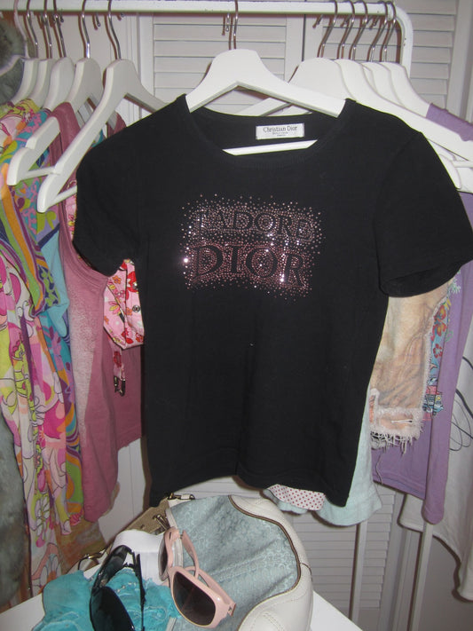 Vintage Dior pink & pink rhinestone tee