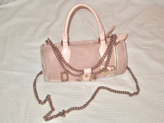 Vintage velvet pink handbag