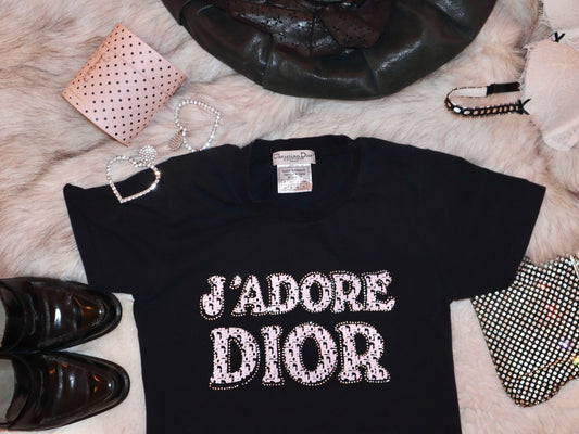 Pink rhinestone baby Dior tee