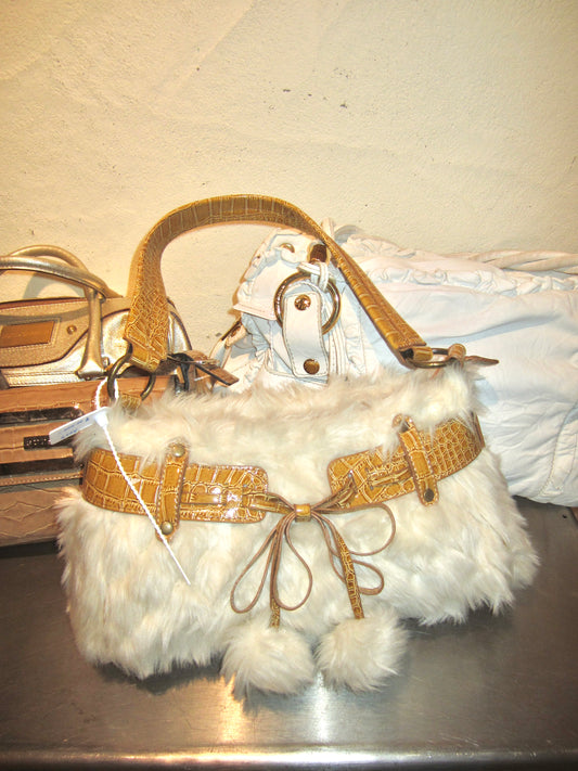 Faux fur croc shoulder bag