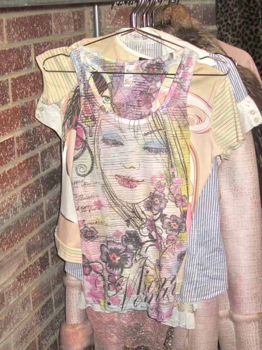 Y2K stretchy sheer glitter tank