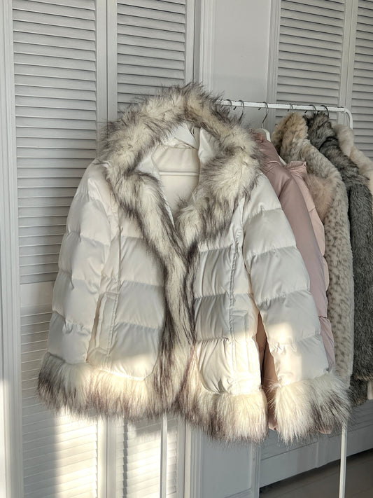 Snow candy hooded faux fur jacket