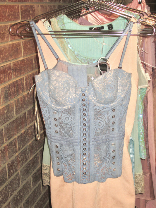 00s VS coquette blue lace bustier