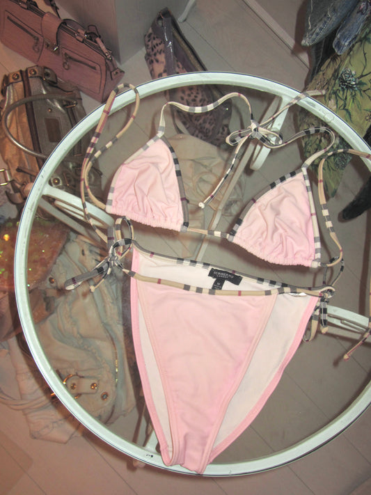Vintage pink burberry bikini set
