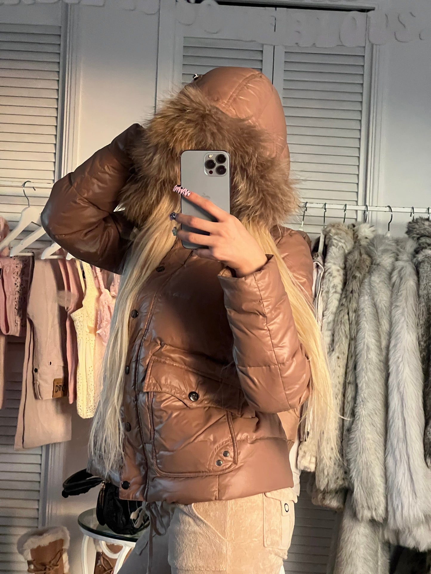 Burberry chocolate puffer down jacket