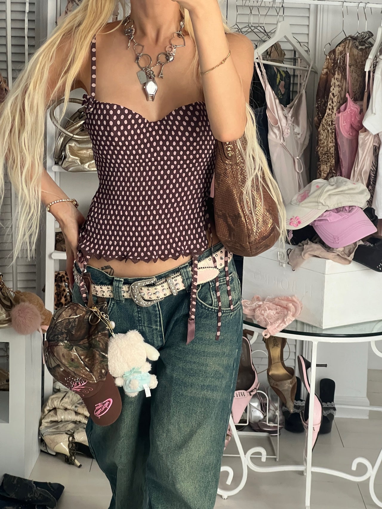 RAVAGE french vintage polka dot valentine bustier
