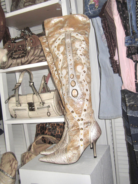 vintage Lollipop Y2K tan knee high boots
