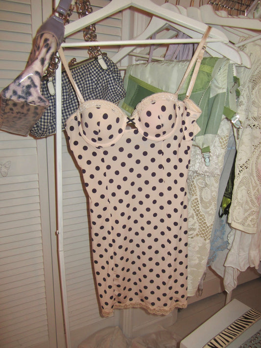 00s polka dot slip dress