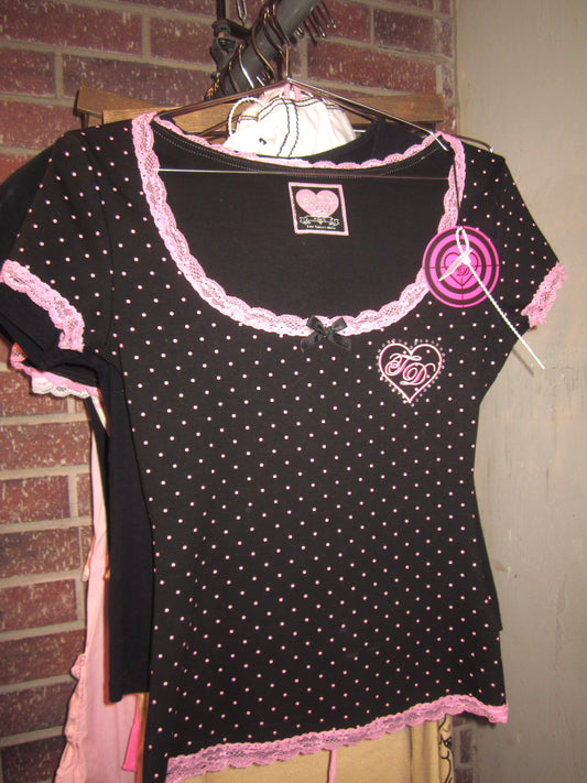 Candy gal rhinestone polka dot tee