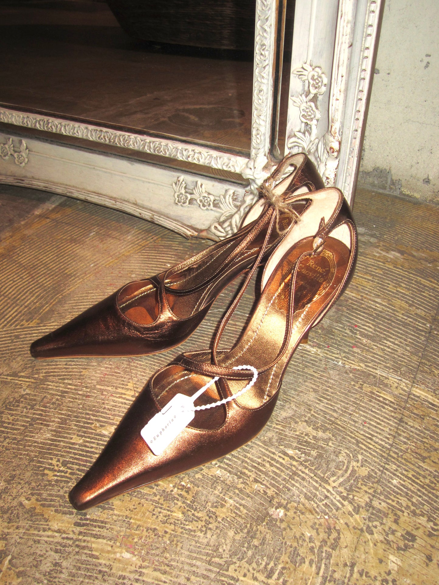 Rene Caovilla Italian bronze strap heel
