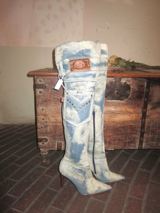 Vintage El Dante’s exclusive denim knee high boots