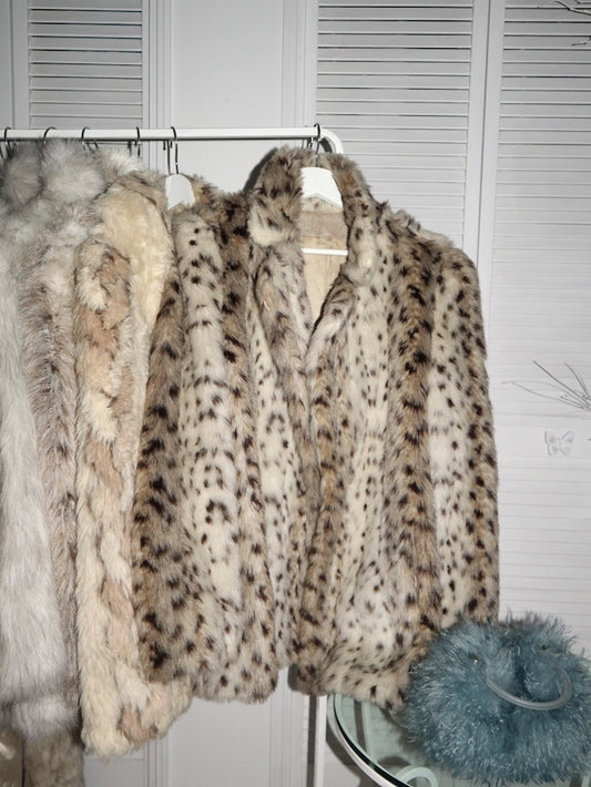 Cold White leopard faux fur coat