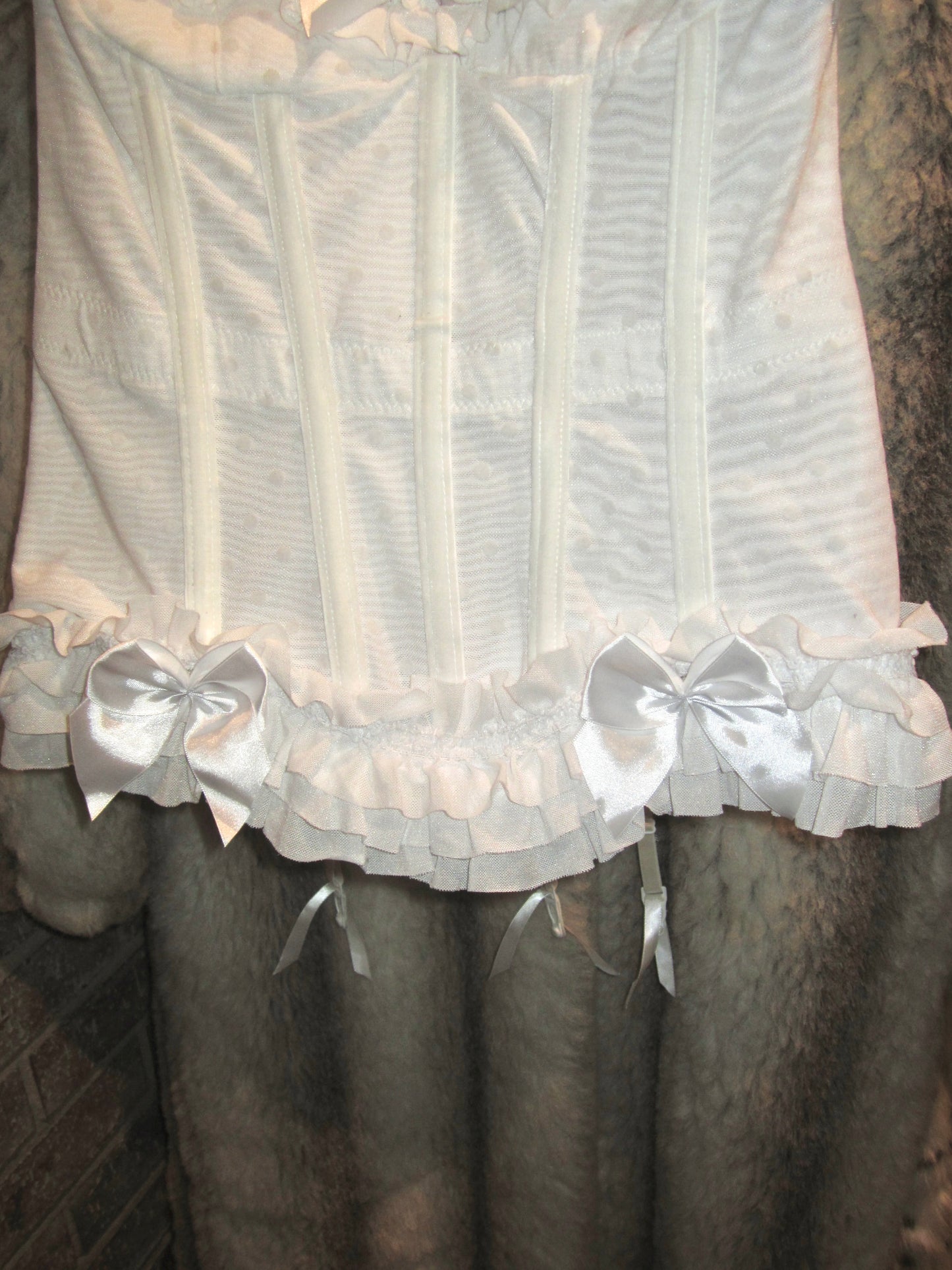 Y2K deadstock coquette polka dot mesh corset