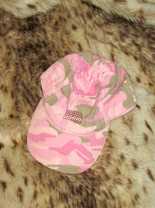 Camo US flag rhinestone cap
